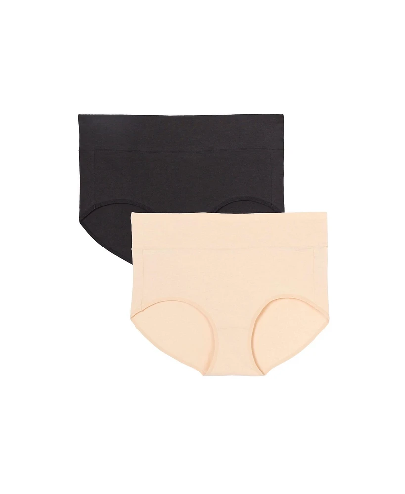 Comfort Choice Women's Cotton Spandex Waist Brief 2-Pack