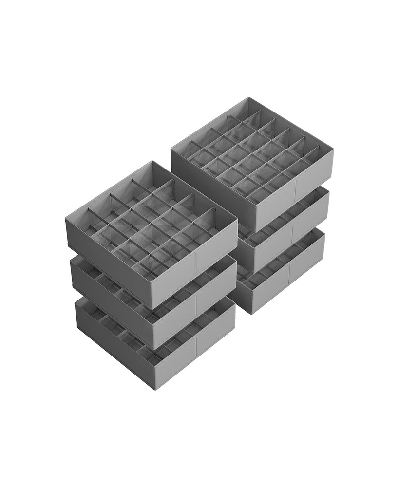 Set of 6 Foldable Drawer Organizers with 80 Cells for Socks, Underwear, Closet Use