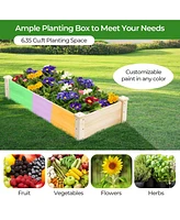 Raised Garden Bed Fir Wood Wooden Square Wood Planter Box for Flower Outdoor