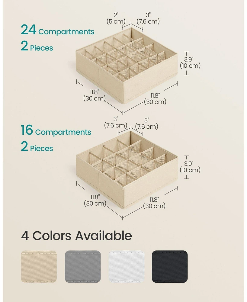 Slickblue Set of 4 Drawer Organizers for Underwear and Closet Storage