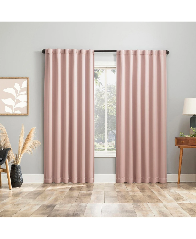 Aria Magnetic Closure Theater Grade 100% Blackout Back Tab Curtain Panel Pair