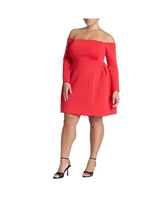 Eloquii Women's Off The Shoulder Structured Mini Dress