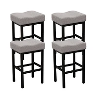 Dyhome Counter Height Bar Stools Set of 4, 27 Inches Modern Kitchen Bar Stools, Metal Legs Backless Saddle Stool Chair for Kitchen Island, Dining Room