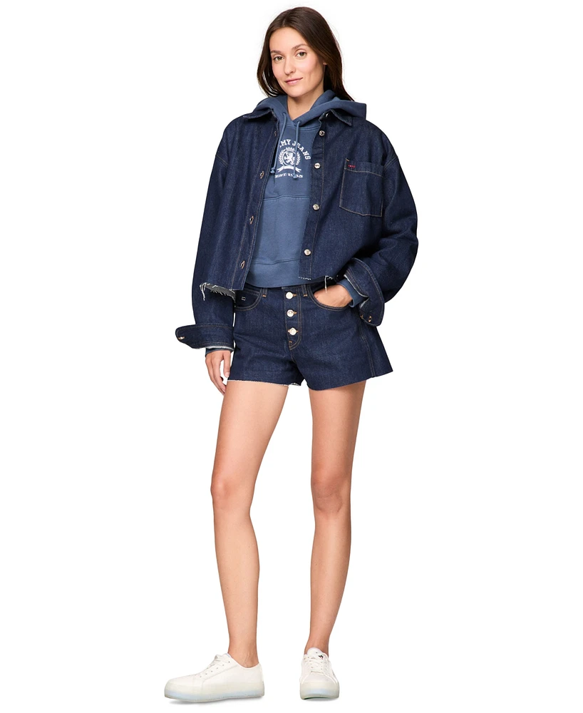 Tommy Jeans Women's Cotton Cropped Denim Shirt Jacket