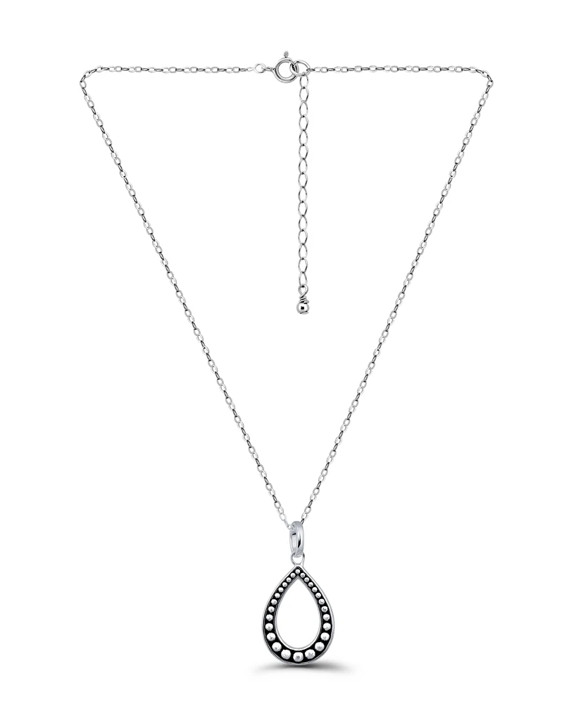 Macy's Oxidized Beaded Tear Drop Pendant Necklace