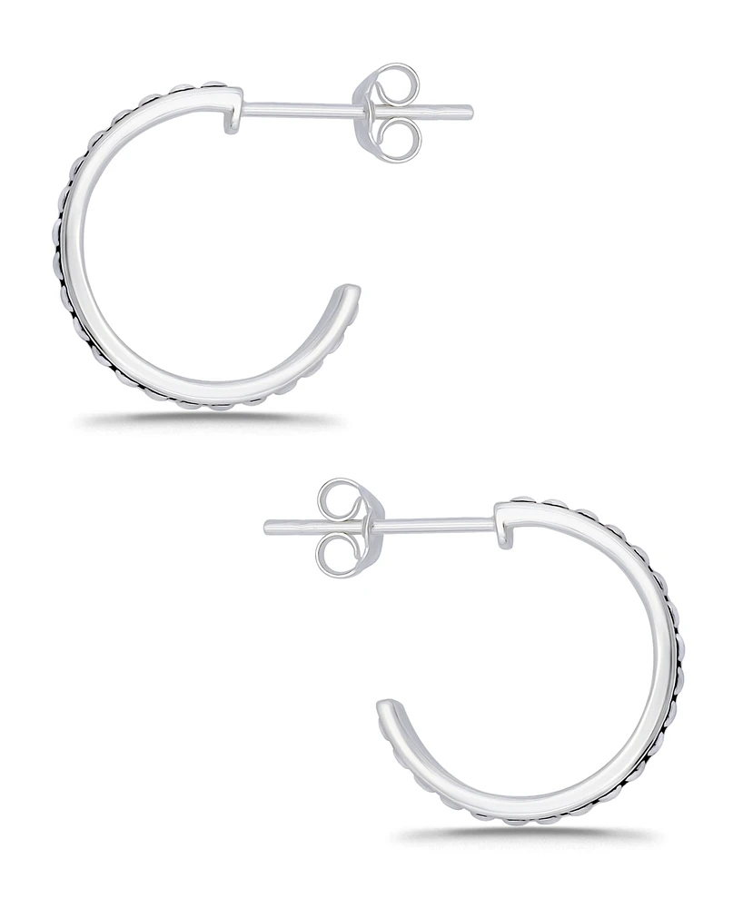 Macy's Oxidized Beaded Round Half Hoop Earrings