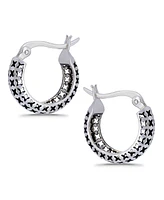 Macy's Oxidized X-Cut Out Pattern Click Top Hoop Earrings
