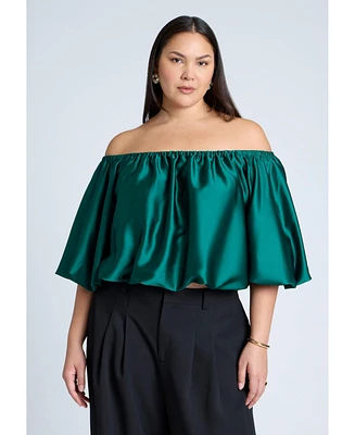 Eloquii Women's Satin Bubble Top