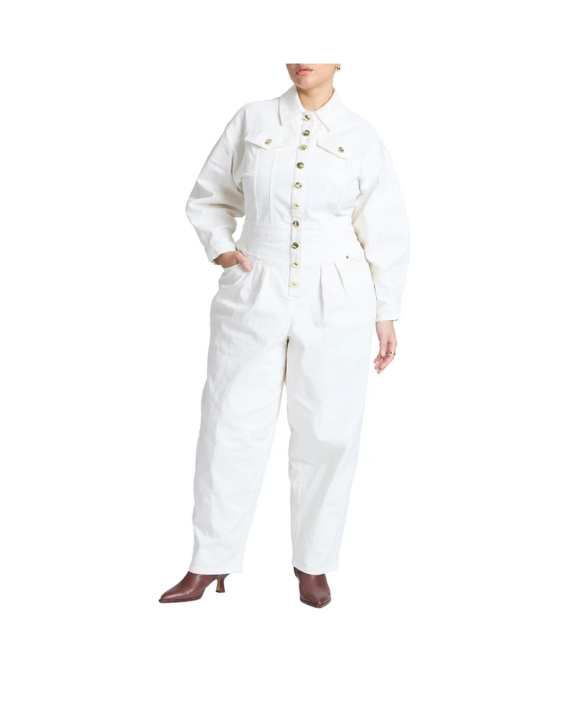 Eloquii Women's Gold Hardware Denim Jumpsuit