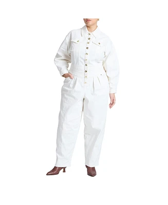 Eloquii Women's Gold Hardware Denim Jumpsuit