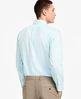 Men's Regular Fit Non-Iron Spread Collar Houndstooth Pinpoint Dress Shirt