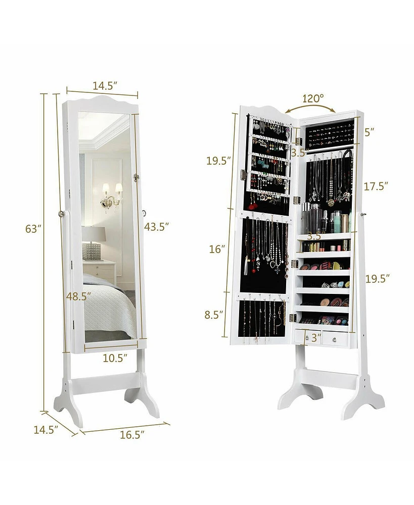 Gouun 14 Led Jewelry Armoire Cabinet with Full Length Mirror and 4 Tilting Angles