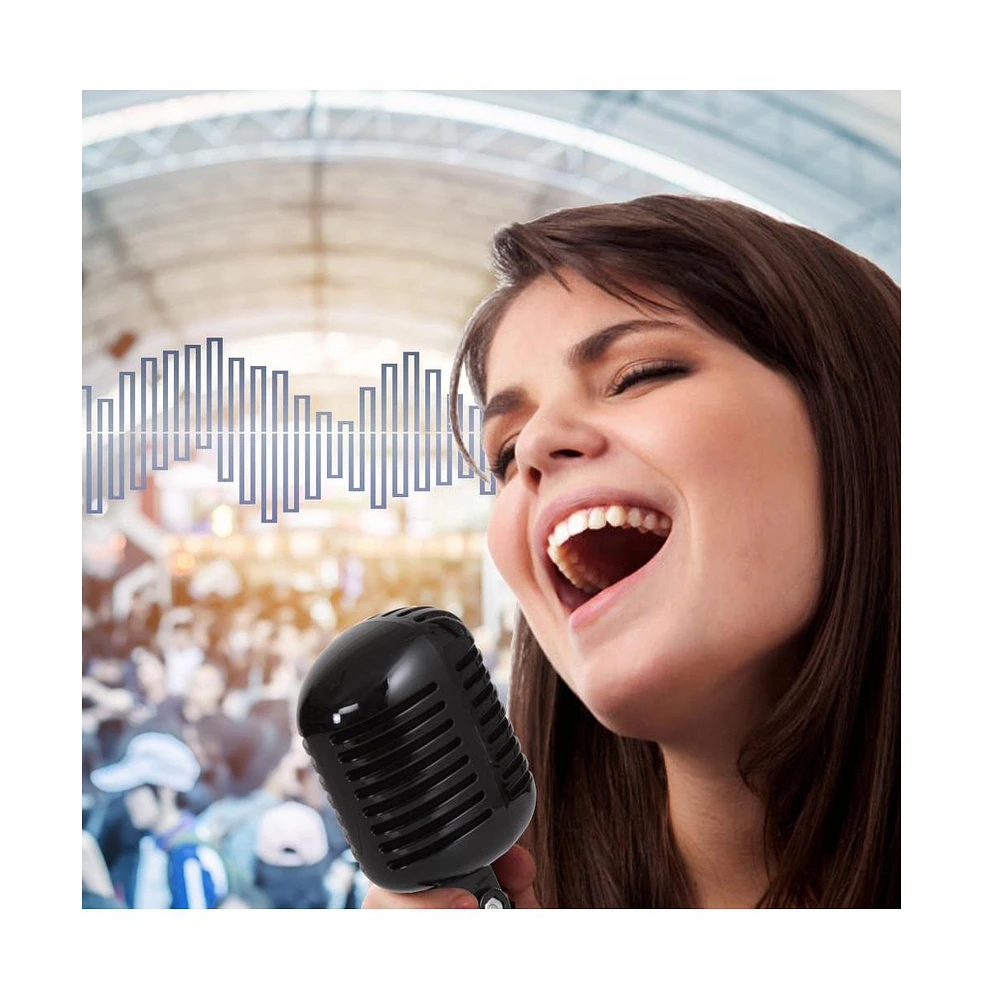 Pyle Classic Retro Dynamic Vocal Microphone, Vintage Style with 16' Xlr Cable (Black)