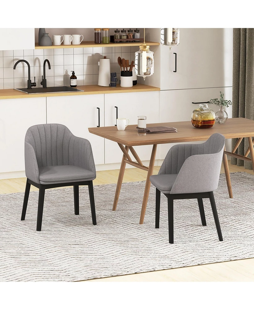 Gymax 4PCS Modern Dining Chairs Upholstered Velvet Accent Chairs w/ Curved Backrests