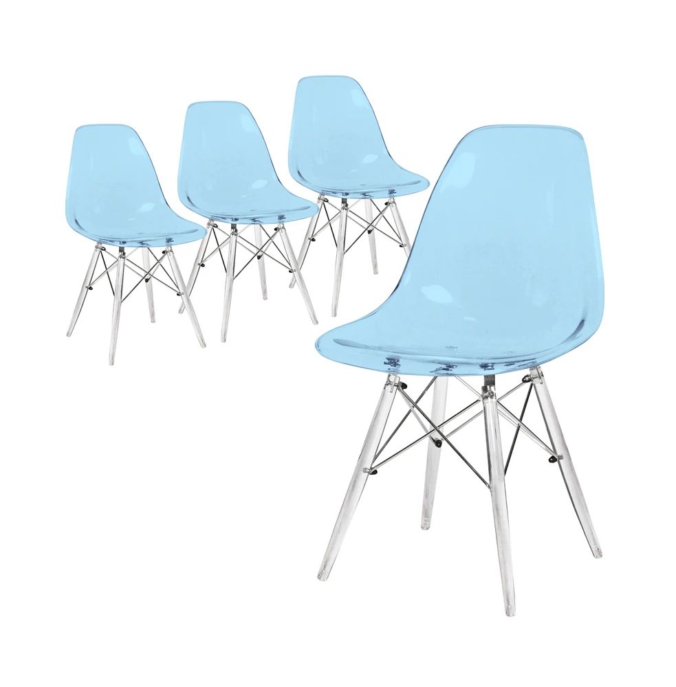 LeisureMod Dover Molded Side Chair with Acrylic Base