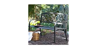 Romantic Curved Metal Bench – Heart Pattern Garden Seat for Patio, Lawn, or Walkway