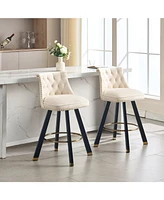 Set of 2 Velvet Swivel Bar Stools, 360° Rotation, Modern Kitchen Chairs-The Pop Home