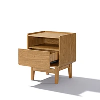 LuxenHome Summer Oak Engineered Wood Nightstand and End Table with Storage