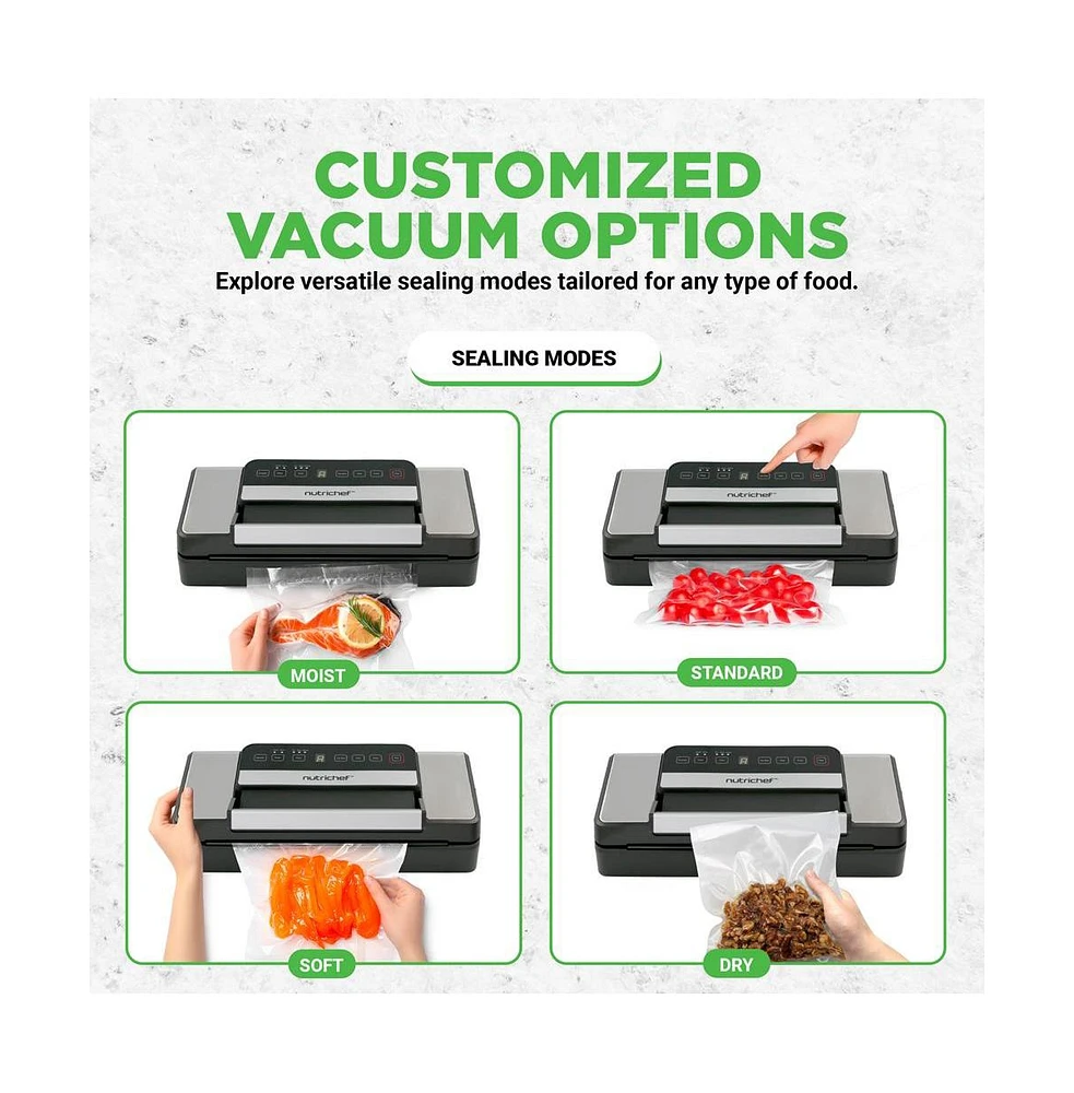 NutriChef Deluxe Vacuum Sealer with Silver Handle for Food Storage