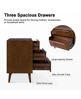Hulala Home Zahira Mid-Century Modern 3 - Drawer Accent Chest with Solid Wood Handles and Legs