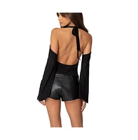 Edikted Womens Open Shoulder Cowl Neck Top