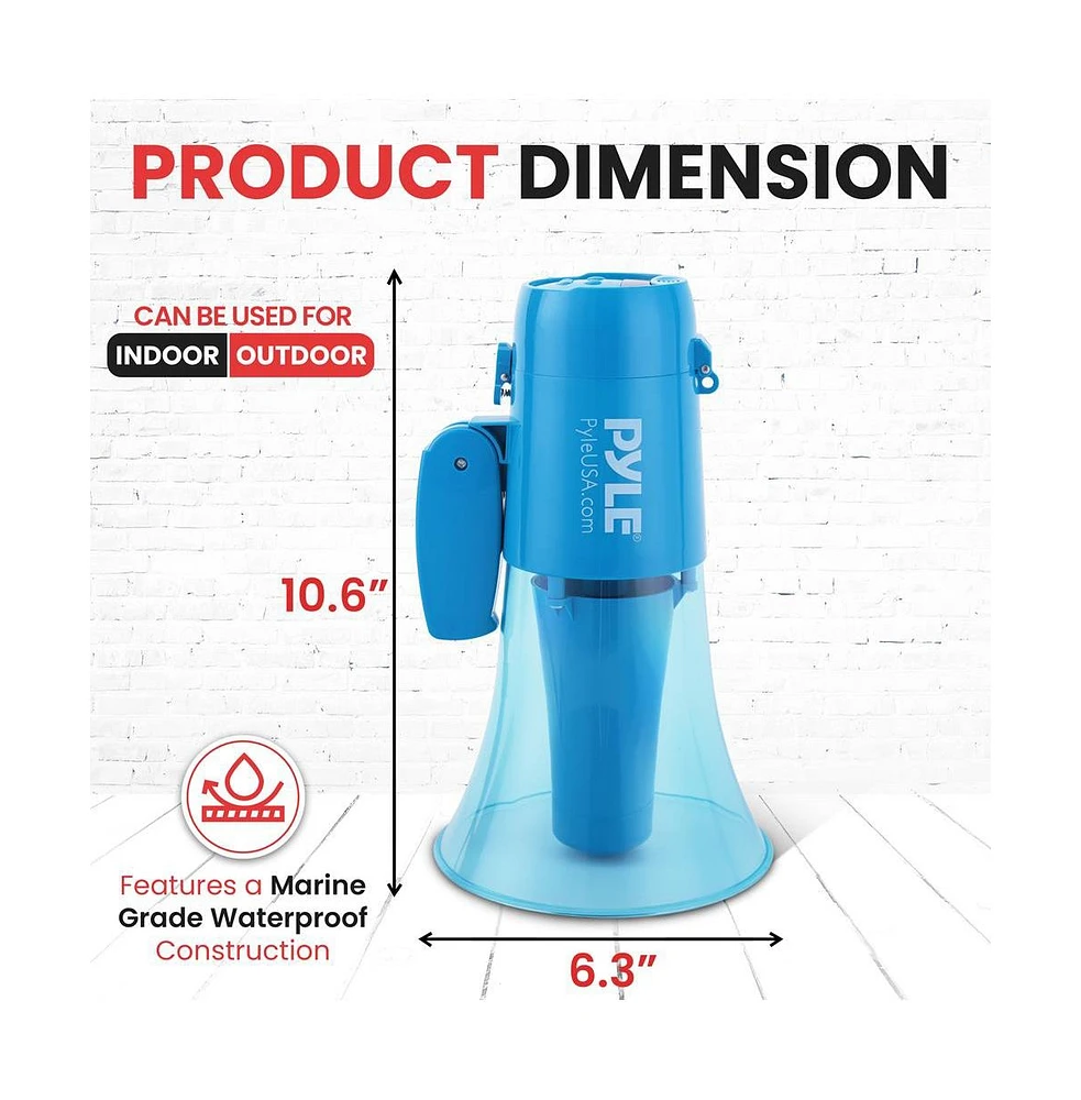 Pyle Megaphone with Siren, 30 Watt Power, Waterproof, Portable & Lightweight, Includes Handheld Microphone