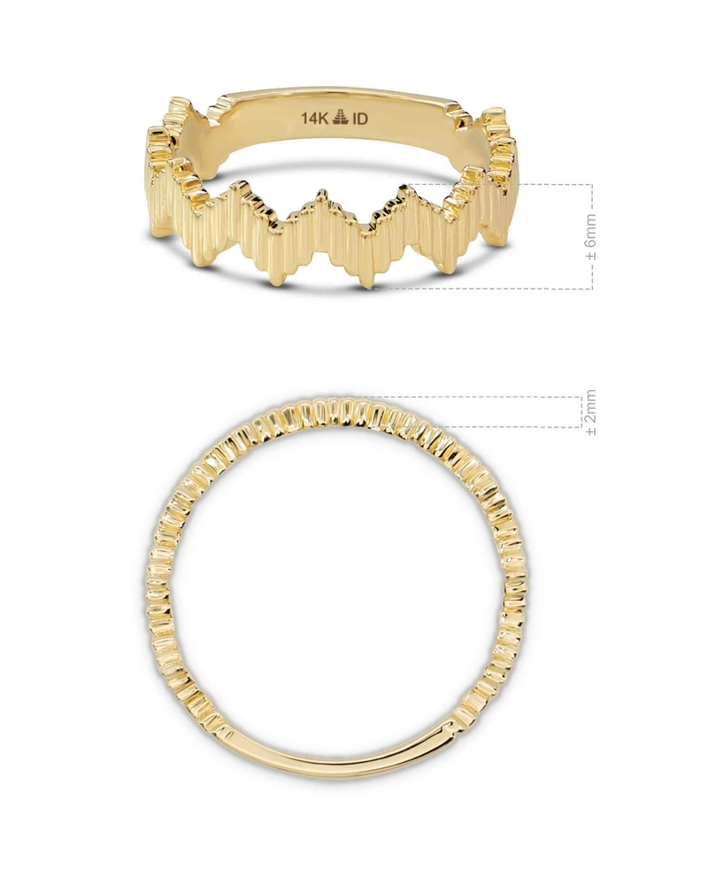 Devata Ribbed Zig Zag Ring in 14K Gold, Size 8, approx. 3.2 grams.