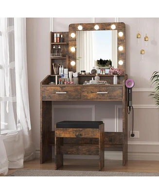gaomon Vanity Desk with Mirror and Lights
