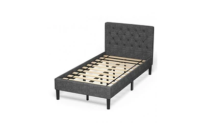 Modern Tufted Upholstered Platform Bed – Elegant Headboard & Durable Slat Support for All Mattresses