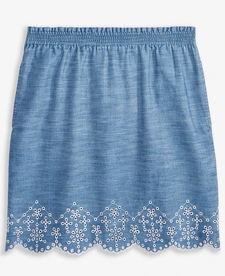 Epic Threads Little & Big Girls Eyelet-Trim Chambray Skirt, Exclusively at Macy's