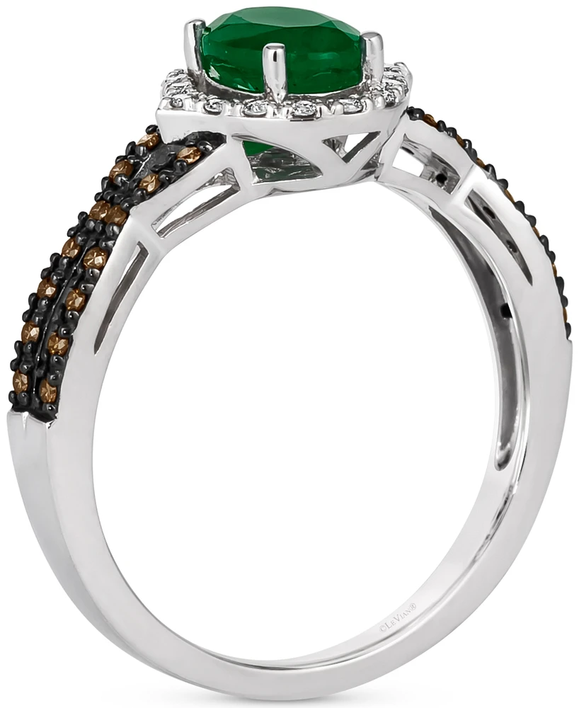 Le Vian New Emerald (1/2 ct. t.w.) & Diamond (1/4 ct. t.w.) Oval Halo Twist Ring in 14k White Gold
