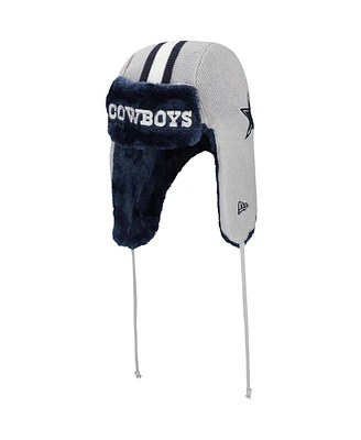 New Era Men's Gray Dallas Cowboys Helmet Head Trapper Knit Hat