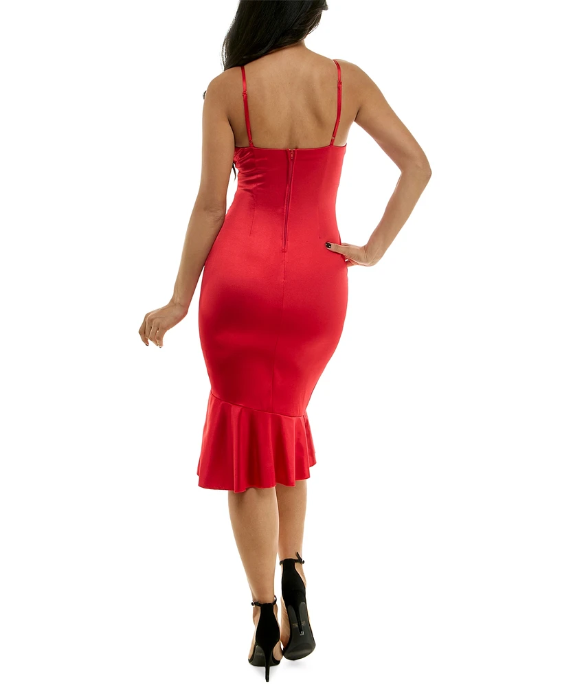 Emerald Sundae Juniors' Strappy Surplice-Neck Ruffled Dress