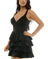 Emerald Sundae Juniors' Tiered Ruffle Corset Dress