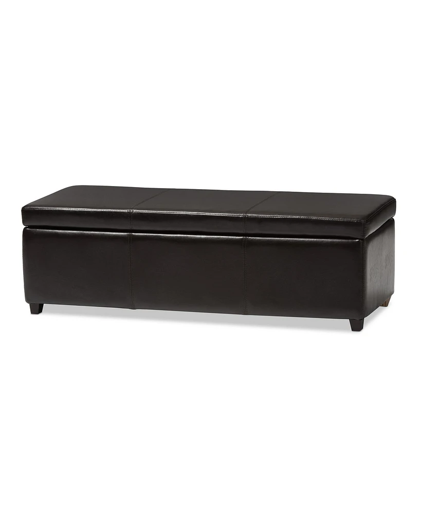 Baxton Studio Dark Brown Pu Leather Storage Bench Ottoman with Stitching