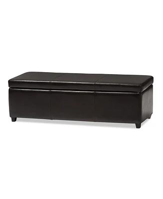Baxton Studio Dark Brown Pu Leather Storage Bench Ottoman with Stitching