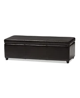 Baxton Studio Dark Brown Pu Leather Storage Bench Ottoman with Stitching