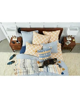 22" x 22" Jensen Ochre Woven Tasseled Accent Throw Pillow
