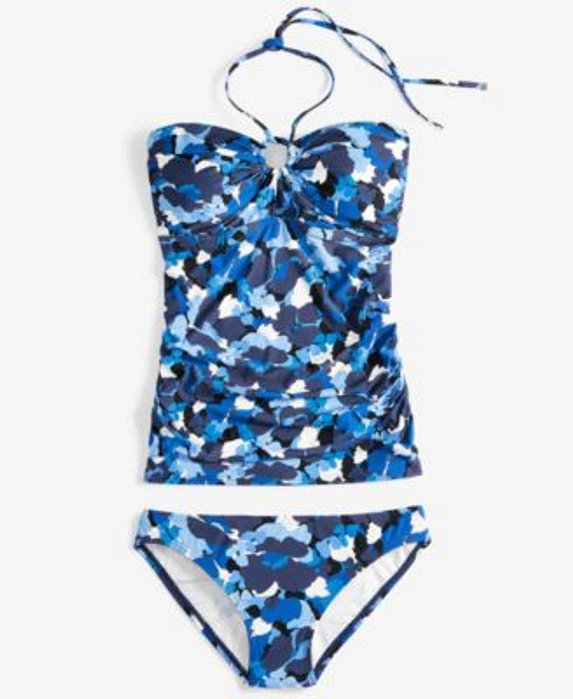 Michael Michael Kors Womens Shirred Halter Tankini Top Classic Bikini Bottoms