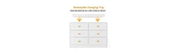 gaomon Dresser for Bedroom with 6 Drawers, Changing Table Dresser with Changing Table Top, Nursery Dresser Diaper Changing Station for Baby with Power