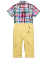 Polo Ralph Lauren Baby Boys Plaid Poplin Shirt & Chino Pants Set