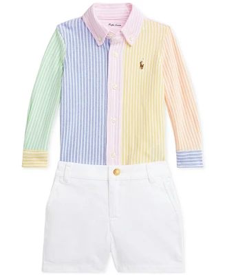 Polo Ralph Lauren Baby Boys Striped Oxford Shirt & Chino Shorts Set