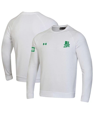 Under Armour Men's White Notre Dame Fighting Irish 2024 Wear Green All Fight Rival Fleece Pullover Sweatshirt