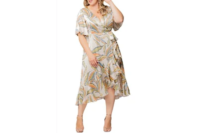 Kiyonna Plus Size Chloe Midi Wrap Dress