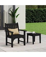 WestinTrends Outdoor Patio 2-Piece Hdpe Adirondack Garden Chair with Square Adirondack Side Table Set