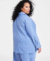 Nina Parker Plus Size Affirmation Text Striped-Print Blouse