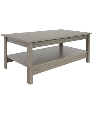 Mdf Indoor Coffee Table with Lower Shelf - 16" H - Thunder Gray