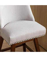 Set of 2 Counter Height Swivel Bar Stools, 26" Upholstered Chairs with 360° Swivel-The Pop Home