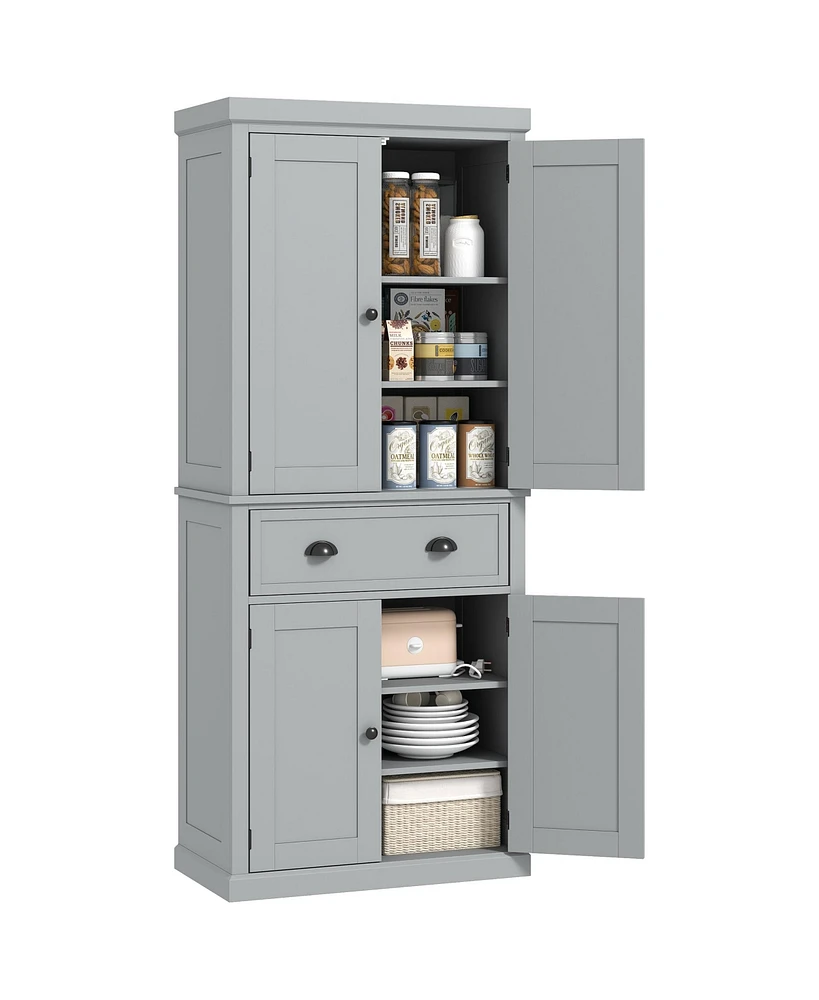 Homcom 72.5" Kitchen Pantry Cabinet with 4 Doors, Drawer