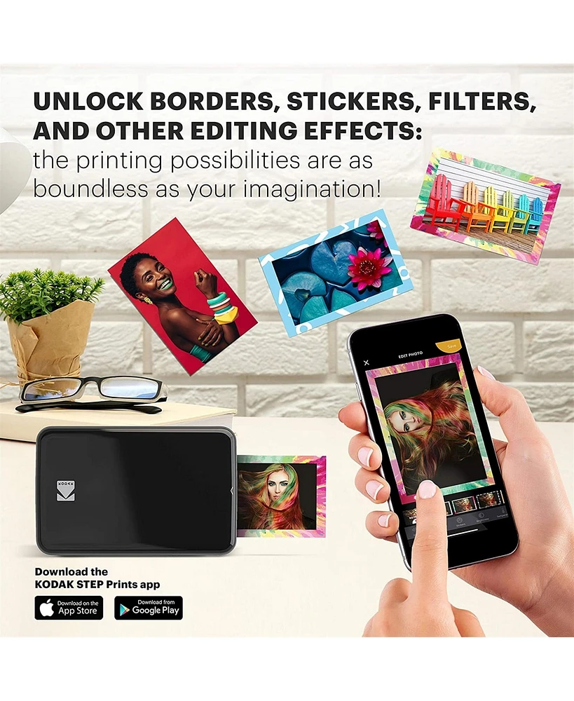 Kodak Step Mobile Instant Photo Printer 2x3" & Zink Photo Paper (75 Sheets) Bundle